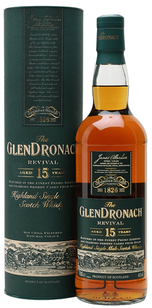 Glendronach Revival 15 y.o. Highland Single Malt Scotch Whisky (gift box), 0.7 л