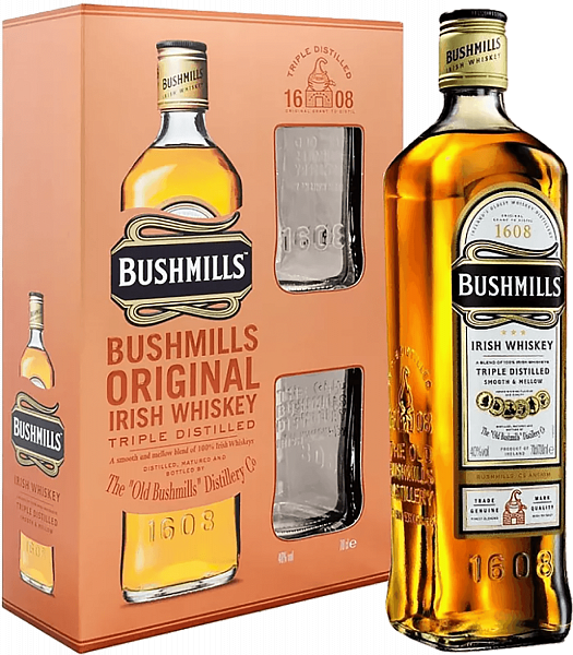 Bushmills Original Blended Irish Whiskey (gift box with 2 glasses), 0.7л