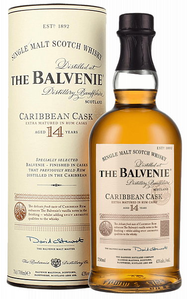 Виски The Balvenie Caribbean Cask 14 Years Old Single Malt Scotch Whisky (gift box), 0.7 л