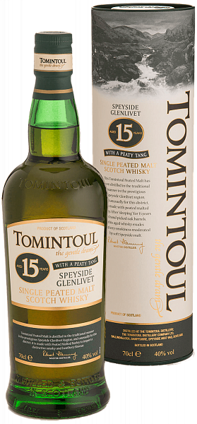 Виски Tomintoul Speyside Glenlivet Peaty Tang Single Malt Scotch Whisky 15 y.o. (gift box), 0.7 л