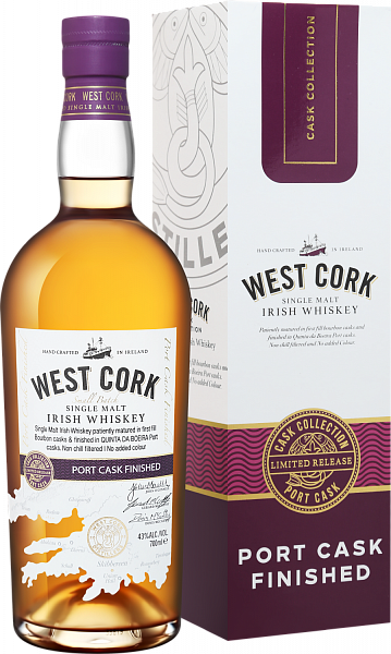 West Cork Small Batch Port Cask Finished Single Malt Irish Whiskey (gift box), 0.7 л