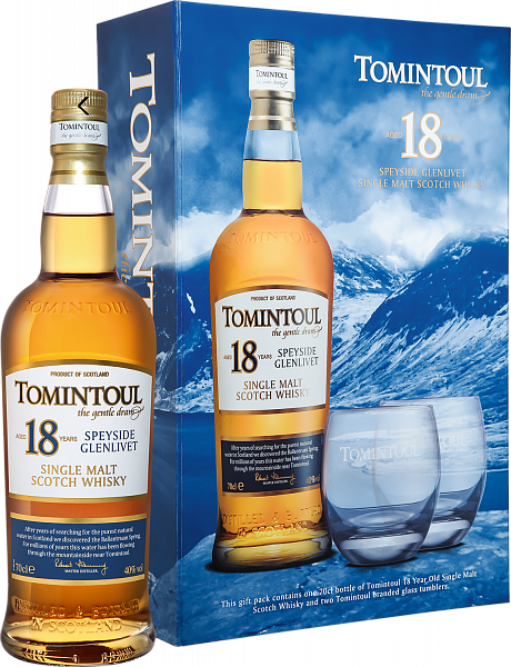 Виски Tomintoul Speyside Glenlivet Single Malt Whisky 18 y.o. (gift box), 0.7 л