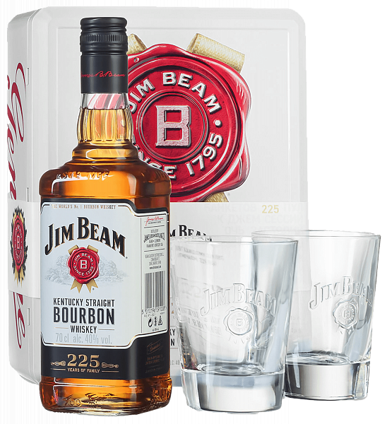 Виски Jim Beam (gift box with 2 glasses), 0.7 л