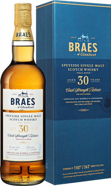 Виски Braes of Glenlivet Speyside Glenlivet Small Batch Single Malt Scotch Whisky 30 y.o. (gift box), 0.7 л