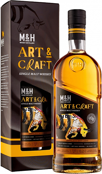 Виски M&H Art & Craft Doppelbock Beer Casks Single Malt Whiskey (gift box), 0.7 л
