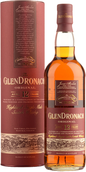 Виски Glendronach Original Highland Single Malt Scotch Whisky 12 y.o. (gift box), 0.7 л