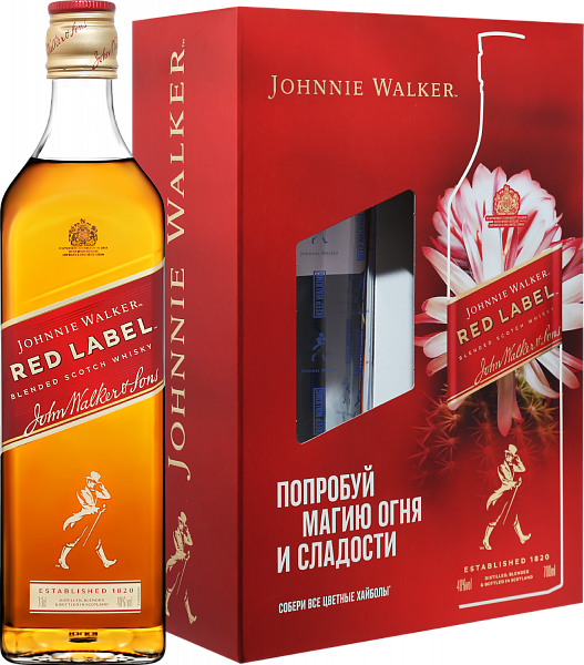 Виски Johnnie Walker Red Label Blended Scotch Whisky (gift box with 1 glass), 0.7 л