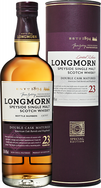 Longmorn Speyside Double Cask Matured Single Malt Scotch Whisky 23 Y.O. (gift box), 0.7 л