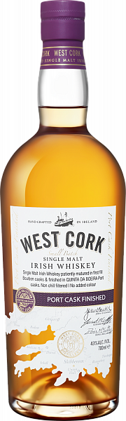 Виски West Cork Small Batch Port Cask Finished Single Malt Irish Whiskey, 0.7 л