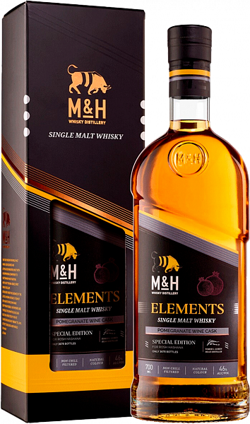 Виски M&H Elements Pomegranate Wine Cask Single Malt Whiskey (gift box), 0.7 л