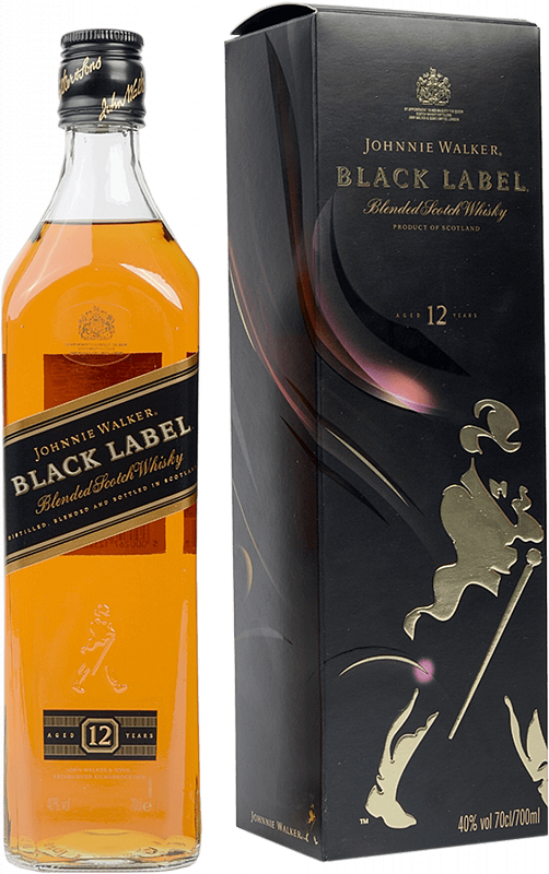 Джонни Уокер Блэк Лейбл Купажированный Шотландский Виски в подарочной упаковке 0.7 л