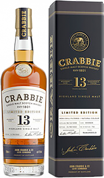 Виски Crabbie Ramandolo Finish Highland Single Malt Scotch Whisky 13 y.o. (gift box), 0.7 л