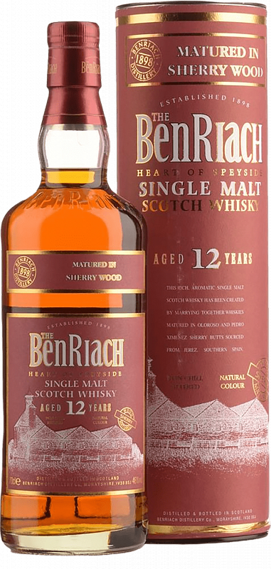 Бенриах Шерри Вуд 12 лет односолодовый шотландский виски в подарочной упаковке 0.7 л