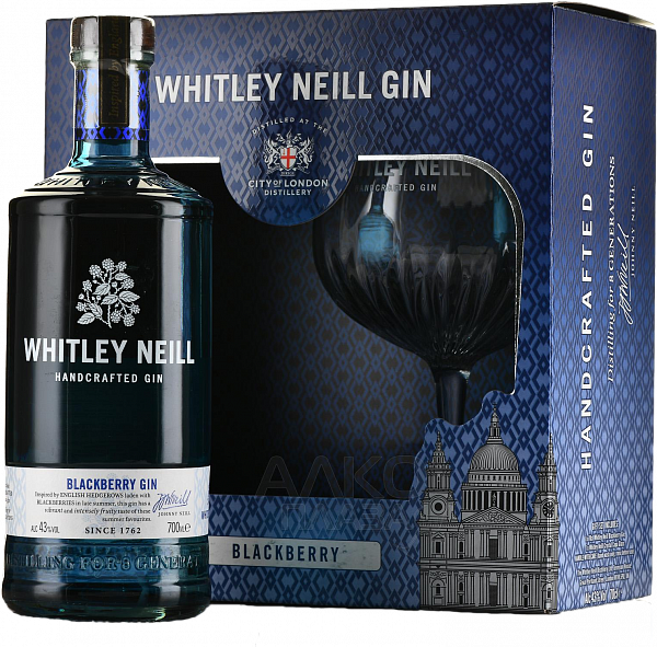 Джин Whitley Neill Blackberry Handcrafted Dry Gin (gift box with glass), 0.7 л