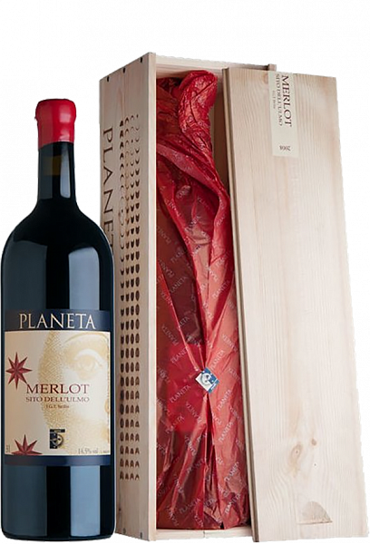 Вино Sito dell'Ulmo Merlot Menfi DOC Planeta (gift box), 3 л