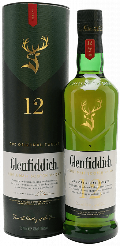 Гленфиддик Сингл Молт Односолодовый шотландский виски 12 лет в подарочной упаковке 0.75 л