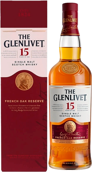 Виски The Glenlivet 15 y.o. The French Oak Reserve single malt scotch whisky (gift box), 0.7 л в Новосибирске