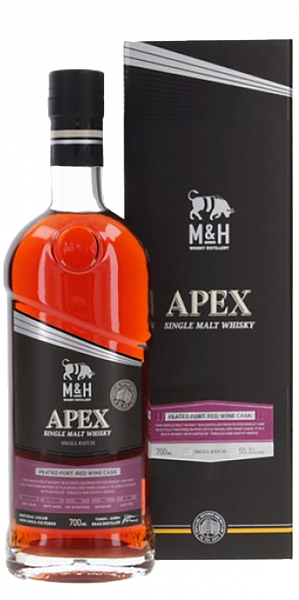 M&H Apex Peated Fortified Red Wine Cask Single Malt Whiskey (gift box), 0.7 л