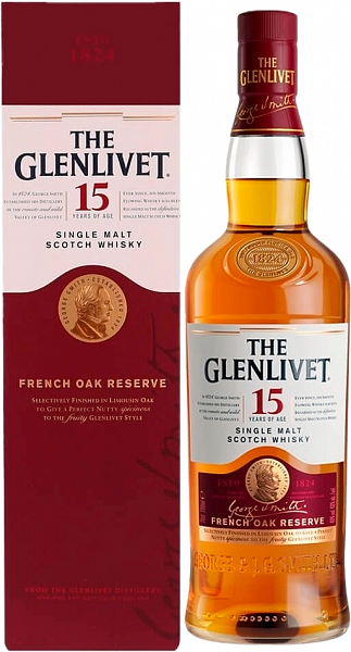 Виски The Glenlivet 15 y.o. The French Oak Reserve single malt scotch whisky (gift box), 0.7 л