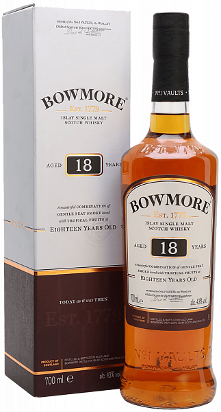 Виски Bowmore Islay Single Malt Scotch Whisky 18 y.o. (gift box), 0.7 л