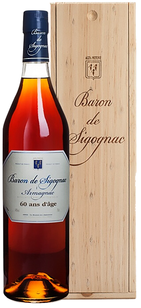 Арманьяк Baron de Sigognac 60 ans d'age Armagnac AOC (wooden box), 0.5 л
