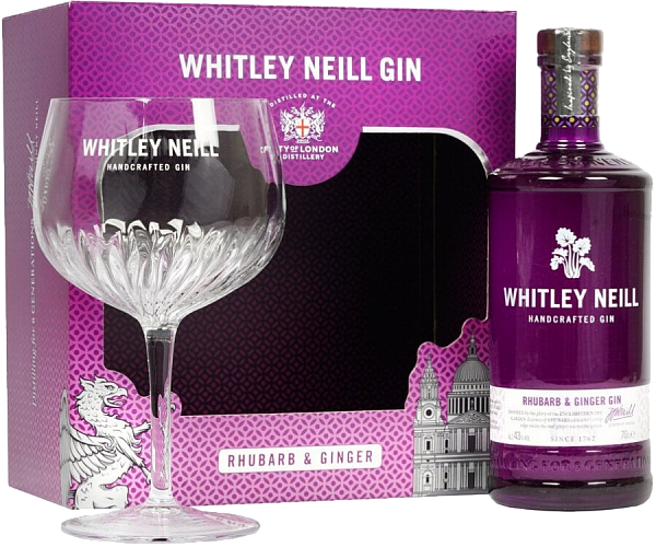 Джин Whitley Neill Rhubarb & Ginger Handcrafted Dry Gin (gift box with glass), 0.7 л