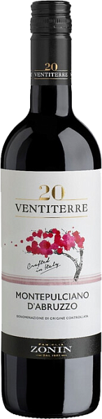 Вино 20 Ventiterre Montepulciano d'Abruzzo DOC Zonin, 0.75 л