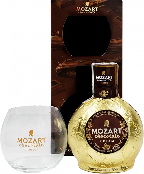 Ликёр Mozart Chocolate Cream (gift box with a round glass), 0.5 л