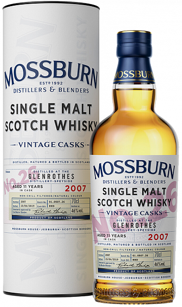 Виски Mossburn Vintage Casks No.26 Glenrothes Single Malt Scotch Whisky (gift box), 0.7 л