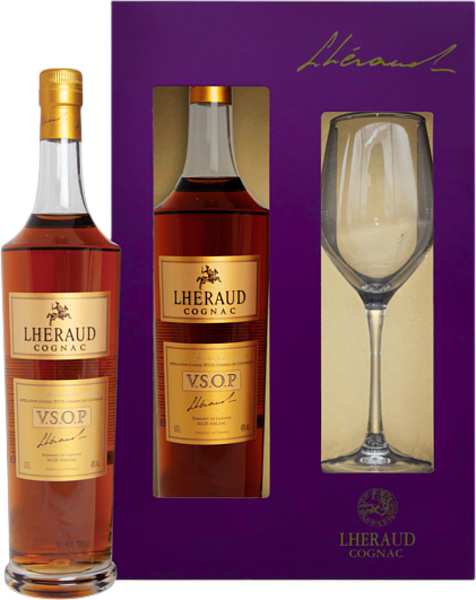 Коньяк Lheraud Cognac VSOP (gift box with a glass), 0.7 л