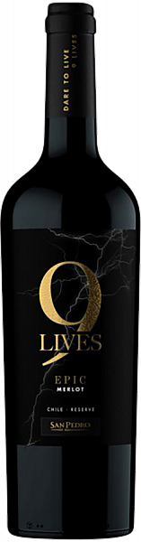 Чилийское вино 9 Lives Epic Merlot Reserve Central Valley DO Vina San Pedro, 0.75 л