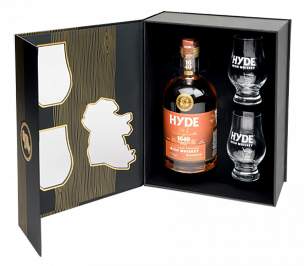 Виски Hyde №8 Stout Cask Finish Blended Irish Whiskey (gift box with 2 glasses), 0.7 л