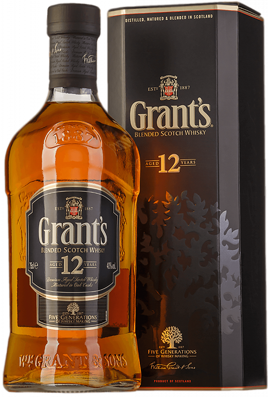 Грантс 12 лет купажированный шотландский виски в подарочной упаковке 0.75 л