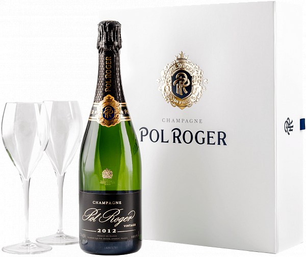 Шампанское Pol Roger Brut Vintage Champagne AOC (gift box with 2 glasses), 0.75 л