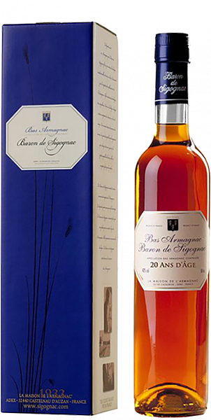 Арманьяк Baron de Sigognac 20 ans d'age Armagnac AOC (gift box), 0.5 л