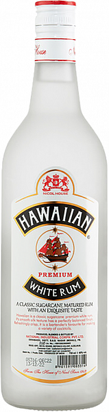 Hawaiian Premium White Rum National Industrial Corporation, 0.75 л