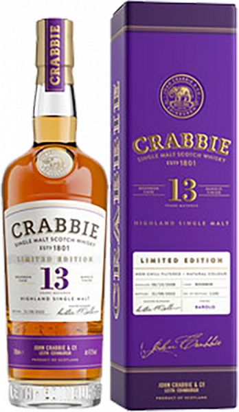 Виски Crabbie Barolo Finish Highland Single Malt Scotch Whisky 13 y.o. (gift box), 0.7 л
