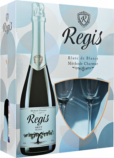Regis Brut Blanc Erevаnskij Shаmpаjn Ginineri Gortsаrаn (gift box with 2 glasses), 0.75 л