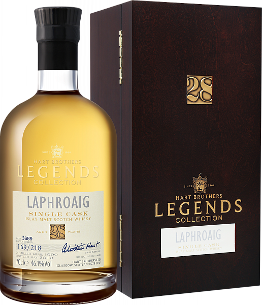 Виски Hart Brothers Legends Collection Laphroaig Islay Single Cask Malt Scotch Whisky 28 y.o. (gift box), 0.7 л