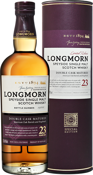 Виски Longmorn Speyside Double Cask Matured Single Malt Scotch Whisky 23 Y.O. (gift box), 0.7 л