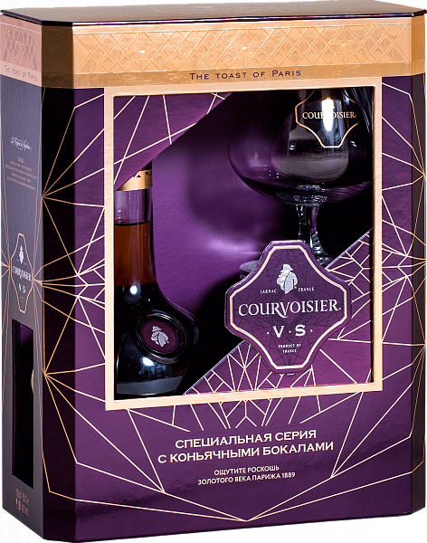 Courvoisier VS in gift box with two glasses, 0.7 л