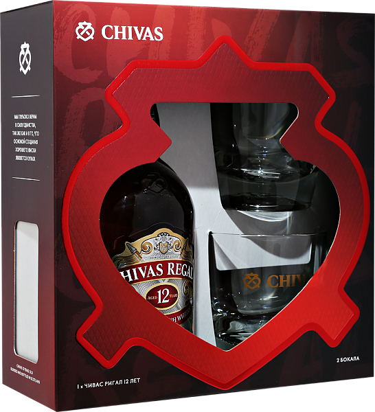 Виски Chivas Regal Blended Scotch Whisky 12 y.o. (gift box with 2 glasses), 0.7 л