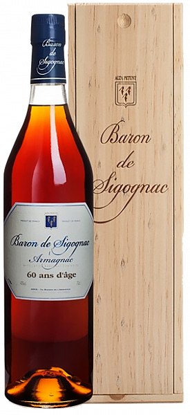 Арманьяк Baron de Sigognac 60 ans d'age Armagnac AOC (wooden box), 0.5 л