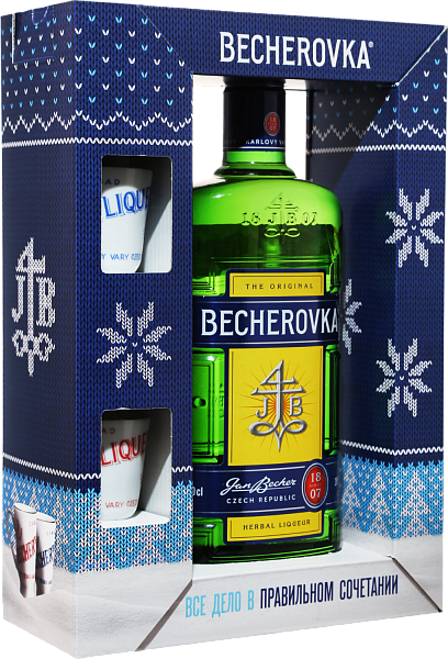 Ликёр Becherovka (gift box with 2 cups), 0.7 л