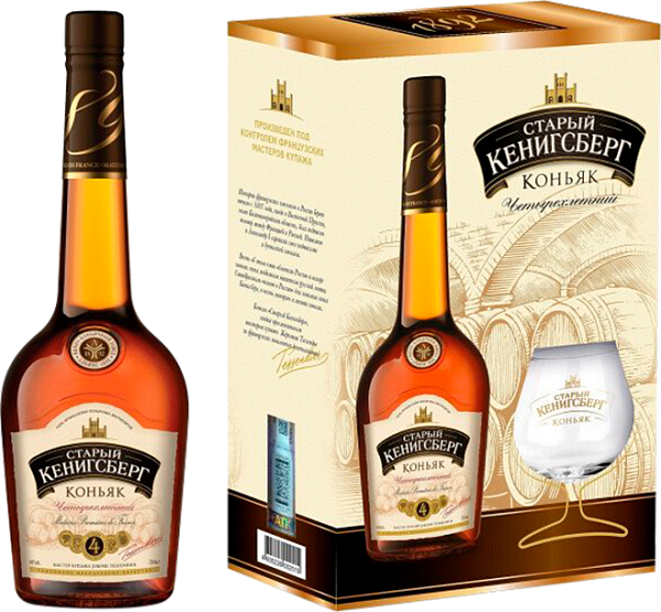 Коньяк Old Kenigsberg 4 y.o. (gift box with glass), 0.7 л
