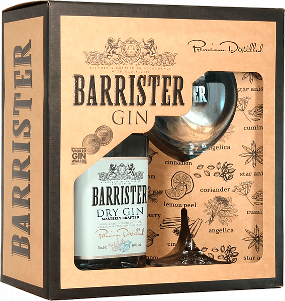 Джин Barrister Dry Gin (gift box with a glass), 0.7 л
