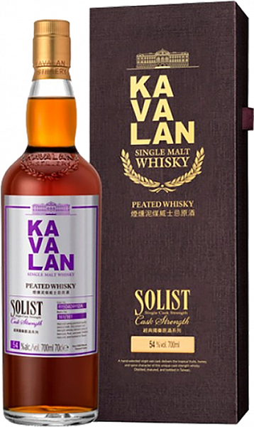 Виски Kavalan Solist Peated Cask Strength Single Malt (gift box), 0.7 л