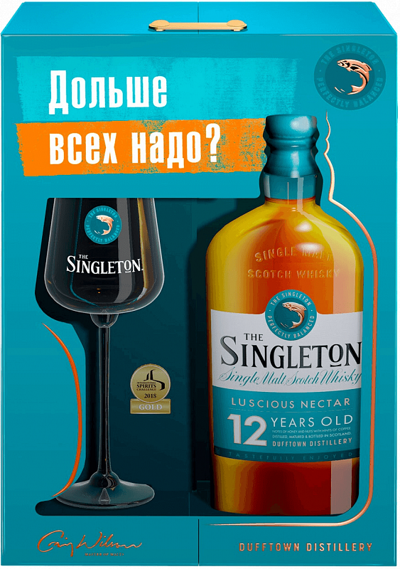 Даффтаун Синглтон 12 лет солодовый виски в подарочной упаковке с бокалом 0.7 л