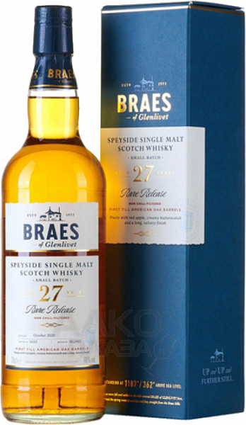 Виски Braes of Glenlivet 27 y.o. Single Malt Scotch Whisky (gift box), 0.7 л