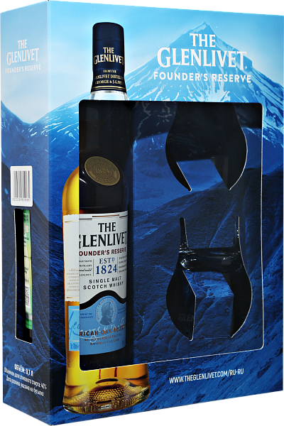 Виски The Glenlivet Founder's Reserve Single Malt Scotch Whisky  (gift box with 2 glasses), 0.7 л